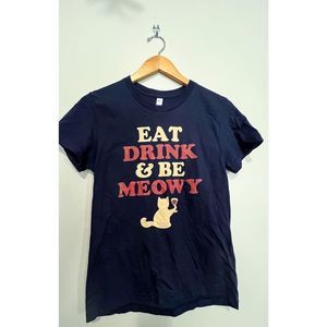 Women’s American Apparel Eat, Drink & Be Meowy T-Shirt Size Large